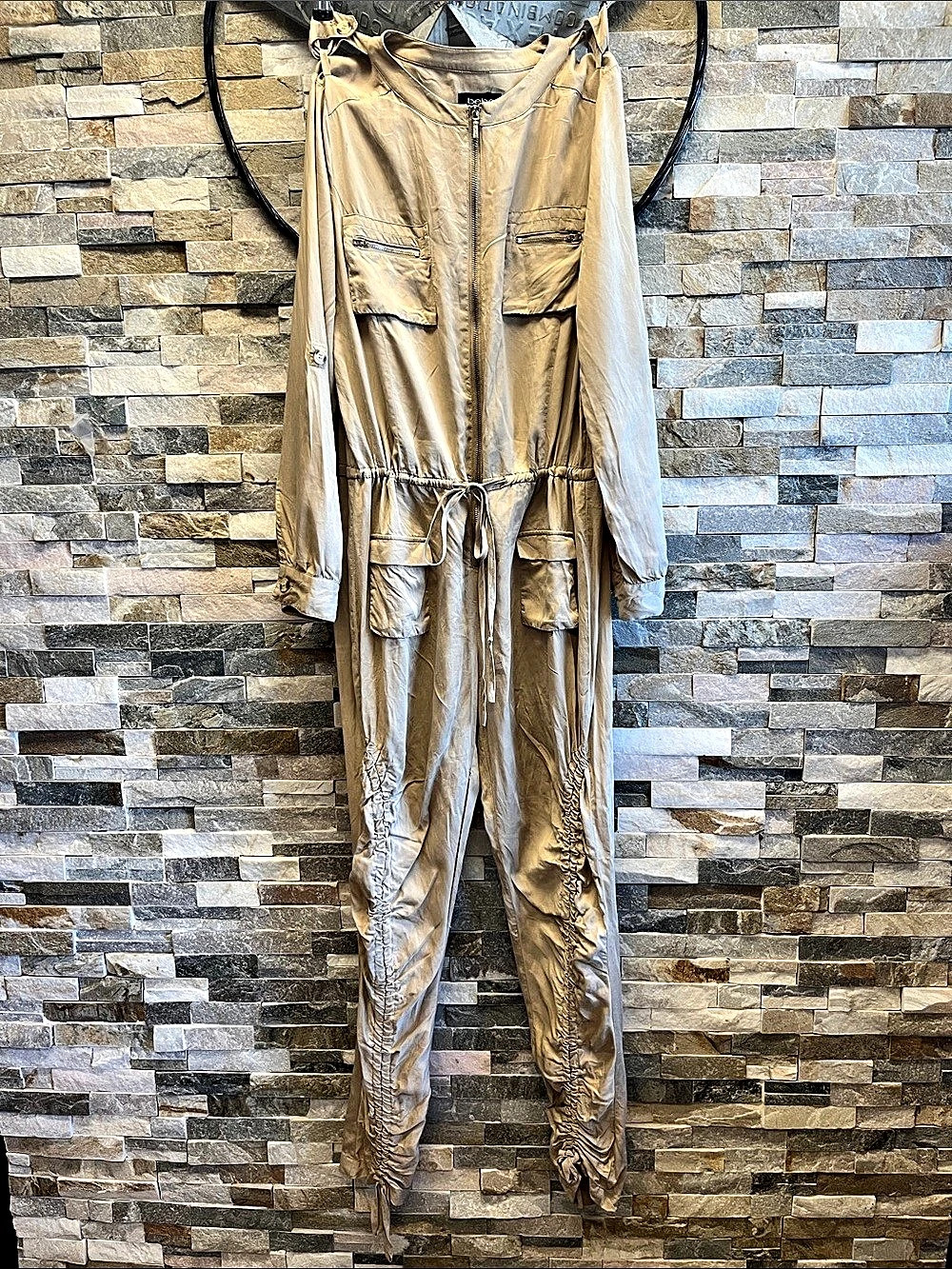 bebe Utility Jumpsuit in Gold Size Medium